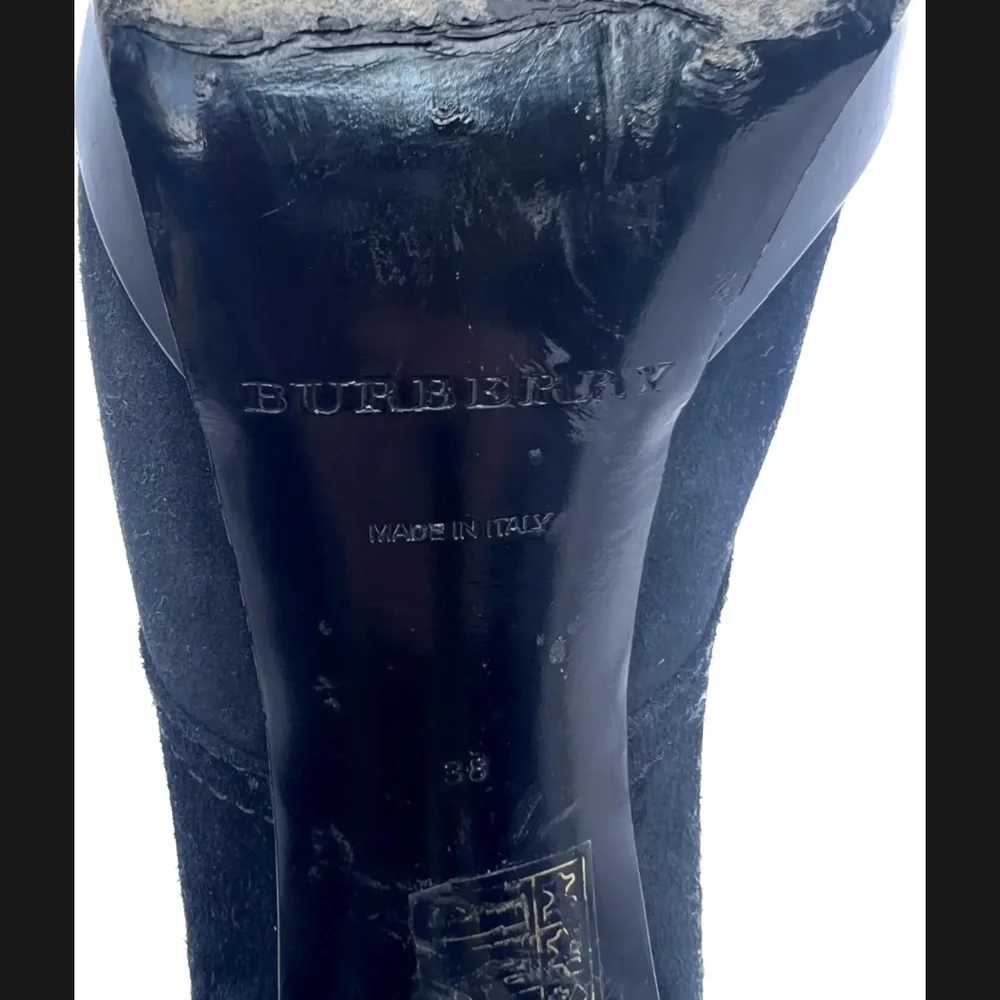 BURBERRY PRORSUM Black Suede English Icons Tanfield 110 BOOTS Size 38 - Picture 6 of 9